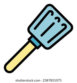 Spoon spatula icon outline vector. Cooking kitchen. Bbq tool color flat