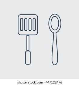 Spoon & Spatula Vector Line Icon. Eps.-10.