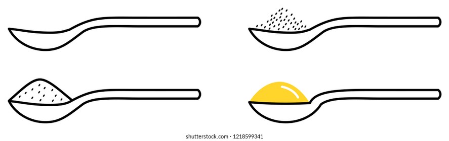 Spoon / Spoonful icon. Empty and three full versions.