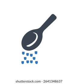 Spoon sprinkling droplets Icon Isolated On White Background