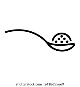 Cuchara del icono de la línea negra del azúcar. Icono de Cuchara de sal. Dulce o salado. Elemento de cocina. Firma para diseño web. Diseño plano de ilustración vectorial. Aislado sobre fondo blanco.