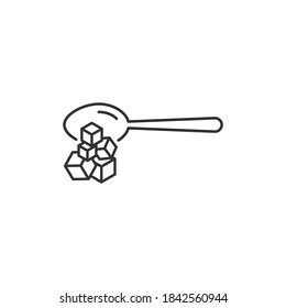 Spoon with sugar cubes icon isolated on white background. Vector illustration