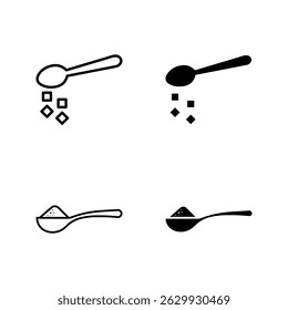 spoon with sugar icon set color editable on white background