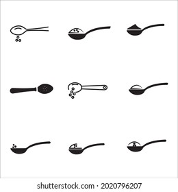 Spoon with sugar icon set. Spoon with sugar pack symbol vector elements for infographic web