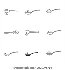Cuchara con un icono de azúcar. Cuchara con el símbolo del paquete de azúcar elementos vectoriales para web infográfica