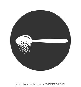 Spoon sugar powder icon. Baking and cooking Ingredients. Pouring, pour. Kitchen utensil. Line or outline style pictogram. Editable stroke. Vector illustration. Design on white background