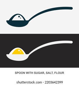 Spoon with sugar, salt, flour or other ingredient line icon. Vector