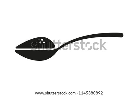 Spoon with sugar, salt or flour. Teaspoon. Vector icon