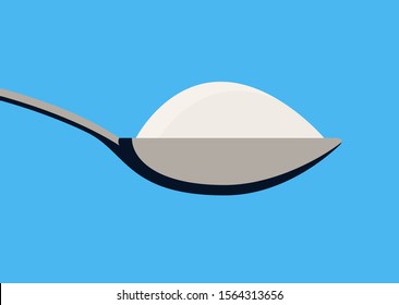 Spoon with sugar salt icon. Teaspoon side view powder for tea or coffee.