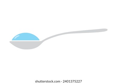 Spoon with sugar salt icon. Teaspoon side view powder for tea or coffee.