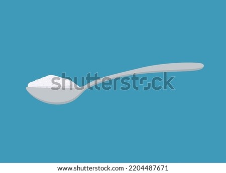 Spoon with sugar salt icon. Teaspoon side view powder for tea or coffee. Eps 10