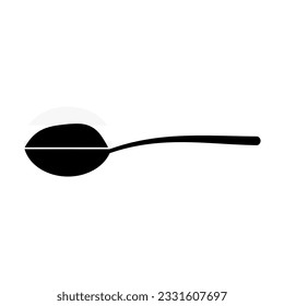 Cuchara con azúcar, sal u otro ingrediente icono en estilo plano.
