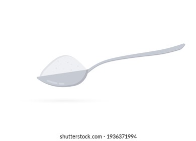 Spoon with sugar or salt. Teaspoon with sugar, salt, flour or other ingredient. Baking and cooking Ingredients. Pouring Sugar. Sugar free