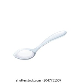 Spoon with sugar or salt. Teaspoon of powder vector illustration.