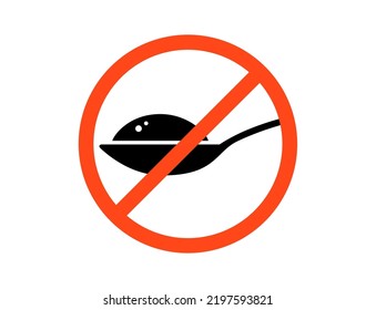 Spoon sugar stop logo vector icon. Powder sugar spoon prohibited symbol isolated sign