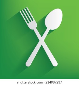 Spoon symbol on green background,clean vector