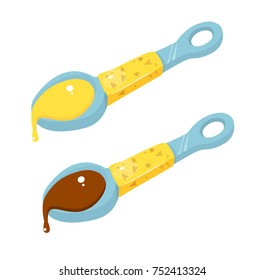 spoon with syrup and without syrup vector