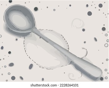 Spoon, tablespoon, silver spoon Illustration Vector Cartoon Drawing
