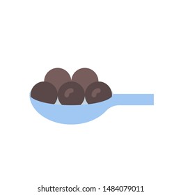 Spoon of Tapioca balls vector icon, flat design