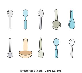 spoon and tea spoon icons set