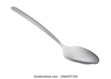 Spoon or teaspoon isolated on white background. Realistic 3d metal cutlery. Stainless utensil - tea spoon. Vector illustration.