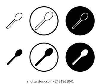 Spoon thin line vector icon set.