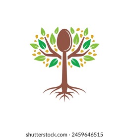 spoon tree logo vector. white background