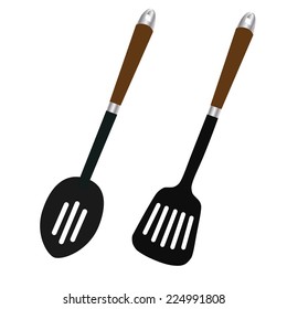 Spoon and turner, cutlery, spoon and turner vector