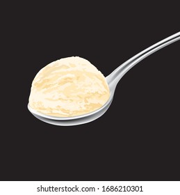 Spoon of Vanilla Ice Cream