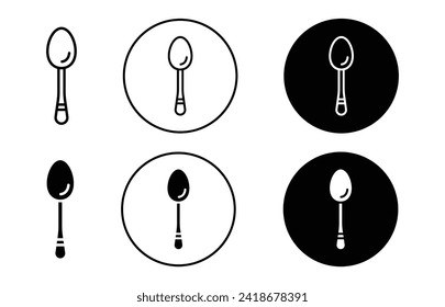 Colección de conjunto de iconos vectoriales de cuchara. Icono plano de contorno de cuchara.