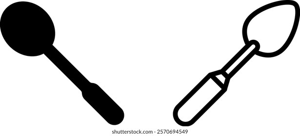 "Spoon Vector Icon Set: Simple and Elegant Designs for Kitchen and Culinary Projects"