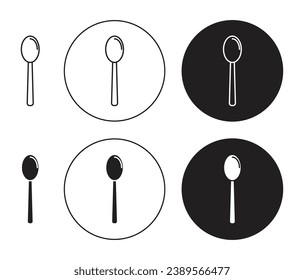 Spoon vector illustration set. Cooking wooden teaspoon sign in black color.