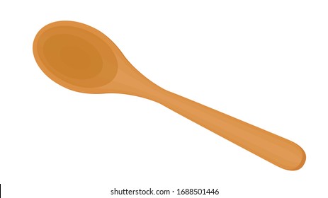 Spoon vector. Wood Spoon on white background.