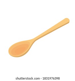 Vector de cuchara. El fondo blanco de la Cuchara de Madera.