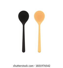 Spoon vector. Wood Spoon on white background.