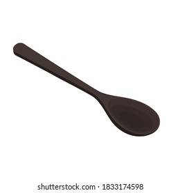 Vector de cuchara. El fondo blanco de la Cuchara de Madera. vector de cuchara negra.