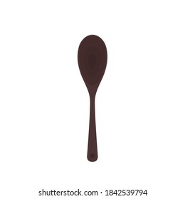 Spoon vector. Wood Spoon on white background. black spoon vector.
