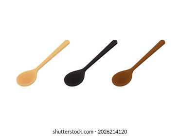 Spoon vector. Wood Spoon on white background.