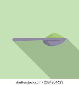 Spoon of wasabi powder icon flat vector. Herb meal. Vegetable asian food diet