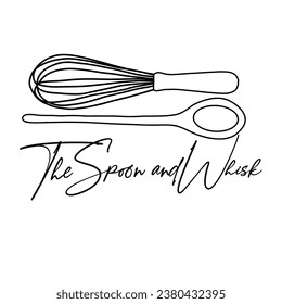 The spoon and whisk. Vector illustration art.