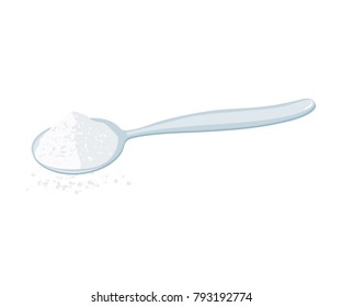  Cuchara con polvo blanco. Diseño plano de ilustración de VEctor