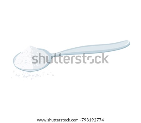 Spoon with white powder. VEctor illustration flat design