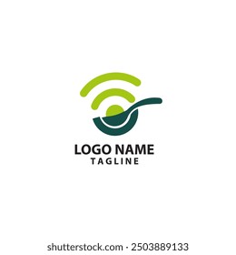 spoon wifi logo design vector