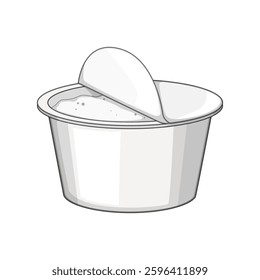 spoon yogurt container cartoon. seal airtight, brand flavor, organic probiotic spoon yogurt container sign. isolated symbol vector illustration