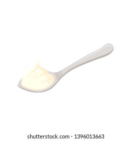 Spoon With Yogurt Vector Illustration