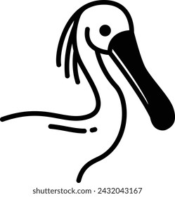 Spoonbill bird glyph and line vector illustration