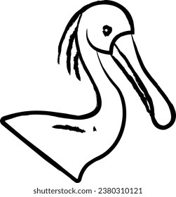 Spoonbill bird hand drawn vector illustration