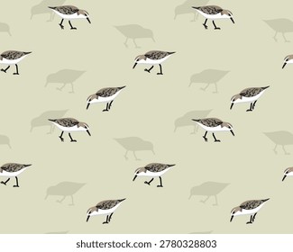Spoon-Billed Sandpiper Bird Seamless Pattern Background