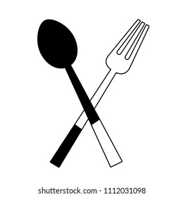 Spoond and fork cutlery in black and white