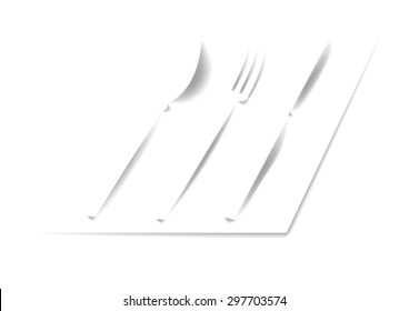 Spoon,fork ,knife . Flatware and shadow from them